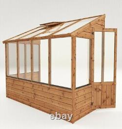 8x4 LEAN-TO WOODEN GREENHOUSE GARDEN POTTING PENT PLANT SHED SHIPLAP T&G 8ft 4ft