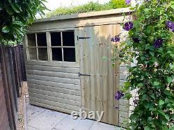 8x5 GARDEN SHED TANALISED T&G WOODEN STORE PENT GEORGIAN STYLE OUTDOOR HUT