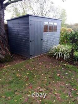 8x5 High Quality Wooden Premium Pent Garden Shed Grey Colour