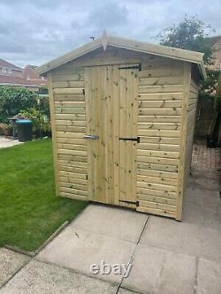 8x6 APEX WOODEN GARDEN SHED TANALISED HEAVY DUTY TREATED CHECK POSTCODES BELOW