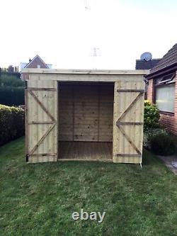 8x6 GARDEN SHED TANALISED T&G WOODEN STORE DOUBLE DOOR PENT STYLE HUT