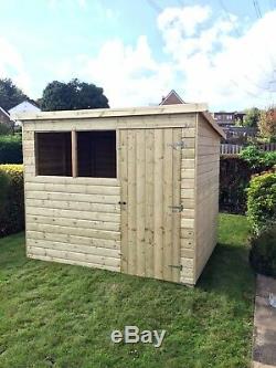 8x6 GARDEN SHED TANALISED T&G WOODEN STORE PENT STYLE HUT DOOR RIGHT + WINDOWS