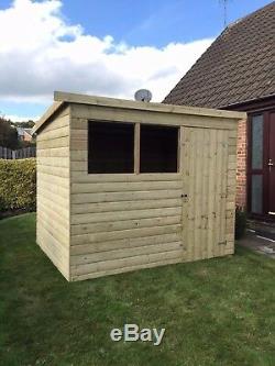 8x6 GARDEN SHED TANALISED T&G WOODEN STORE PENT STYLE HUT DOOR RIGHT + WINDOWS