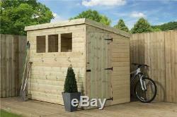 8x6 Garden Shed Shiplap Pent Tanalised Pressure Treated 3 Windows Door Right