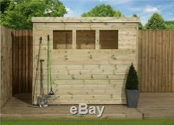 8x6 Garden Shed Shiplap Pent Tanalised Pressure Treated 3 Windows Door Right
