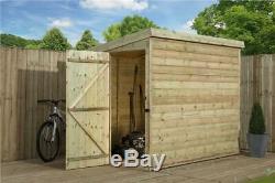 8x6 Garden Shed Shiplap Pent Tanalised Pressure Treated Door Left End