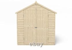 8x6 Overlap Pressure Treated Windowless Apex Double Door Wooden Garden Shed