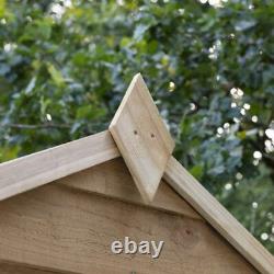8x6 Overlap Pressure Treated Windowless Apex Double Door Wooden Garden Shed