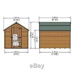 8x6 Overlap Wooden Garden Shed Apex Single Door Windowless 8ft x 6ft