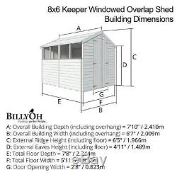 8x6 Overlap Wooden Shed Garden Store Double Door Window Apex Roof Felt 8ft x 6ft