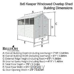 8x6 Overlap Wooden Shed Garden Store Double Door Window Apex Roof Felt 8ft x 6ft