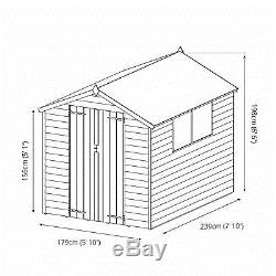8x6 Overlap Wooden Shed Window Double Door Apex Roof & Felt Garden Sheds 8FT 6FT
