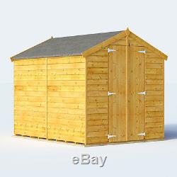 8x6 Overlap Wooden Shed Windowless Double Door Apex Roof & Felt Garden Shed