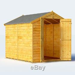 8x6 Overlap Wooden Shed Windowless Double Door Apex Roof & Felt Garden Shed