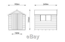 8x6 Pressure Treated Wooden Garden Shed 8ft x 6ft Apex Double Door Overlap Sheds