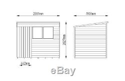 8x6 Pressure Treated Wooden Garden Shed 8ft x 6ft Pent Roof Single Door Overlap