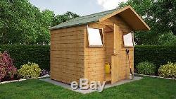 8x6 Shiplap Wooden Garden Shed with Large Single Door Apex Roof