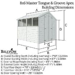 8x6 Tongue & Groove Double Door Wooden Shed Windows Apex Garden Tool Storage