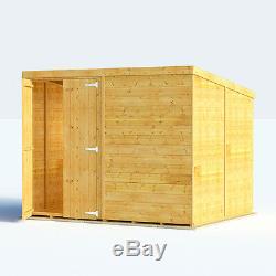 8x6 Tongue & Groove Garden Storage Double Door Windowless Pent Roof Wooden Shed