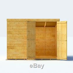 8x6 Tongue & Groove Garden Storage Double Door Windowless Pent Roof Wooden Shed