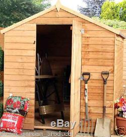 8x6 WINDOWLESS WOODEN GARDEN SHEDS NEW UN USED 8ft x 6ft OVERLAP APEX WOOD SHED