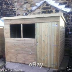 8x6 WOODEN GARDEN SHED (FS) STORAGE PENT TIMBER HUT TANALISED FULLY T&G