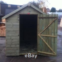 8x6 WOODEN GARDEN SHED FULLY PRESSURE TREATED T&G TANALISED HUT NO WINDOWS