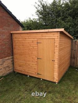 8x6 WOODEN GARDEN SHED PENT ROOF FULLY T&G STORAGE HUT 12MM