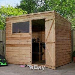 8x6 WOODEN GARDEN SHED SINGLE DOOR PENT SHEDS OVERLAP CLAD 8ft x 6ft New Un Used