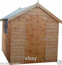 8x6 Wooden Apex Garden Shed Factory Seconds T&G PINELAP Hut No Windows COLLECT