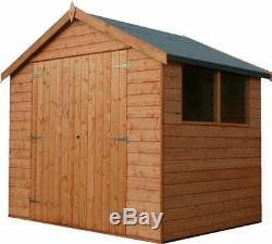 8x6 Wooden Garden Shed Double Door Fully T&G Hut Quality Apex Store Tall Eaves