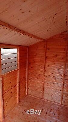 8x6 Wooden Garden Shed Double Door Fully T&G Hut Quality Apex Store Tall Eaves