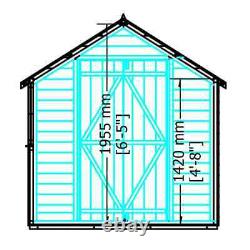 8x6 Wooden Garden Shed Double Door Windowless Apex Overlap Dip Treated 8ft x 6ft
