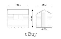 8x6 Wooden Overlap Garden Storage Shed Windows Single Door Apex Roof 8ft 6ft