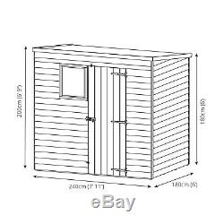 8x6 Wooden Overlap Garden Storage Shed Windows Single Door Pent Roof 8ft 6ft