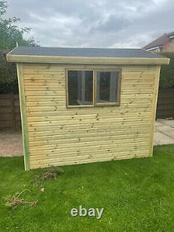 8x8 APEX WOODEN GARDEN SHED TANALISED HEAVY DUTY TREATED CHECK POSTCODES BELOW