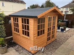8x8 GEORGIAN SUMMER HOUSE, WOODEN SHED/GARDEN BUILDING. FREE FITTING