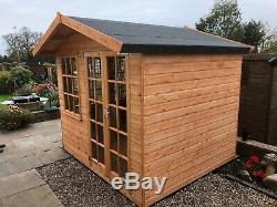 8x8 GEORGIAN SUMMER HOUSE, WOODEN SHED/GARDEN BUILDING. FREE FITTING
