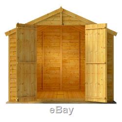 8x8 Overlap Wooden Tool Store Windows Double Door Garden Storage Apex Shed