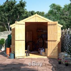 8x8 Tongue & Groove Garden Shed Windowless Double Door Apex Wooden Tool Storage