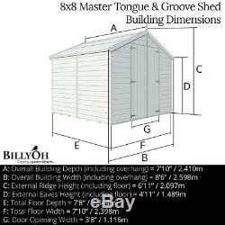 8x8 Tongue & Groove Garden Shed Windowless Double Door Apex Wooden Tool Storage