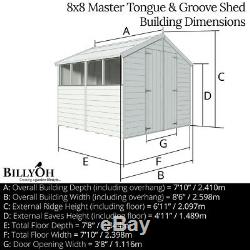 8x8 Tongue & Groove Garden Shed Windows Double Door Apex Wooden Tool Storage