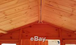 8x8 Wooden Summerhouse Garden Room Shed Inc Veranda Fully T&G 8x8 Hobby Cabin