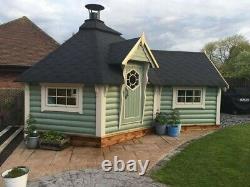 9.2m BBQ Hut with 3.8m2 extension / Grill Cabin / Summer House / Garden Office