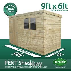 9x6 Pressure Treated Tanalised Pent Shed Top Quality Tongue and Groove 9FT x 6FT