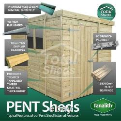 9x7 Pressure Treated Tanalised Pent Shed Top Quality Tongue and Groove 9FT x 7FT
