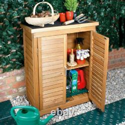 All Weather Portable Wooden Outdoor Garden Cabinet Shed Shelf Cupboard Storage