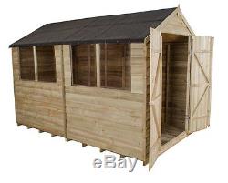 Apex Overlap Wooden Pressure Treated 10x6 Garden Shed Double Door Storage