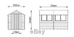 Apex Overlap Wooden Pressure Treated 10x6 Garden Shed Double Door Storage