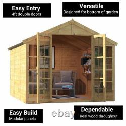 Apex Wooden Summerhouse Outdoor Garden Sun Room Tongue & Groove Storage Shed